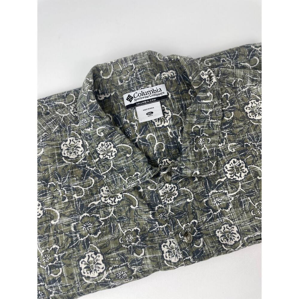 Vintage 1990’s Columbia Hawaiian Shirt Men’s XXL Floral White/Green/Blue